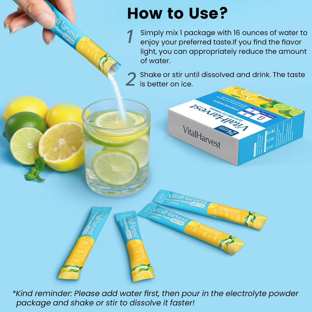 VitalHarvest no-sugar formula supports sugar-conscious hydration routines.
