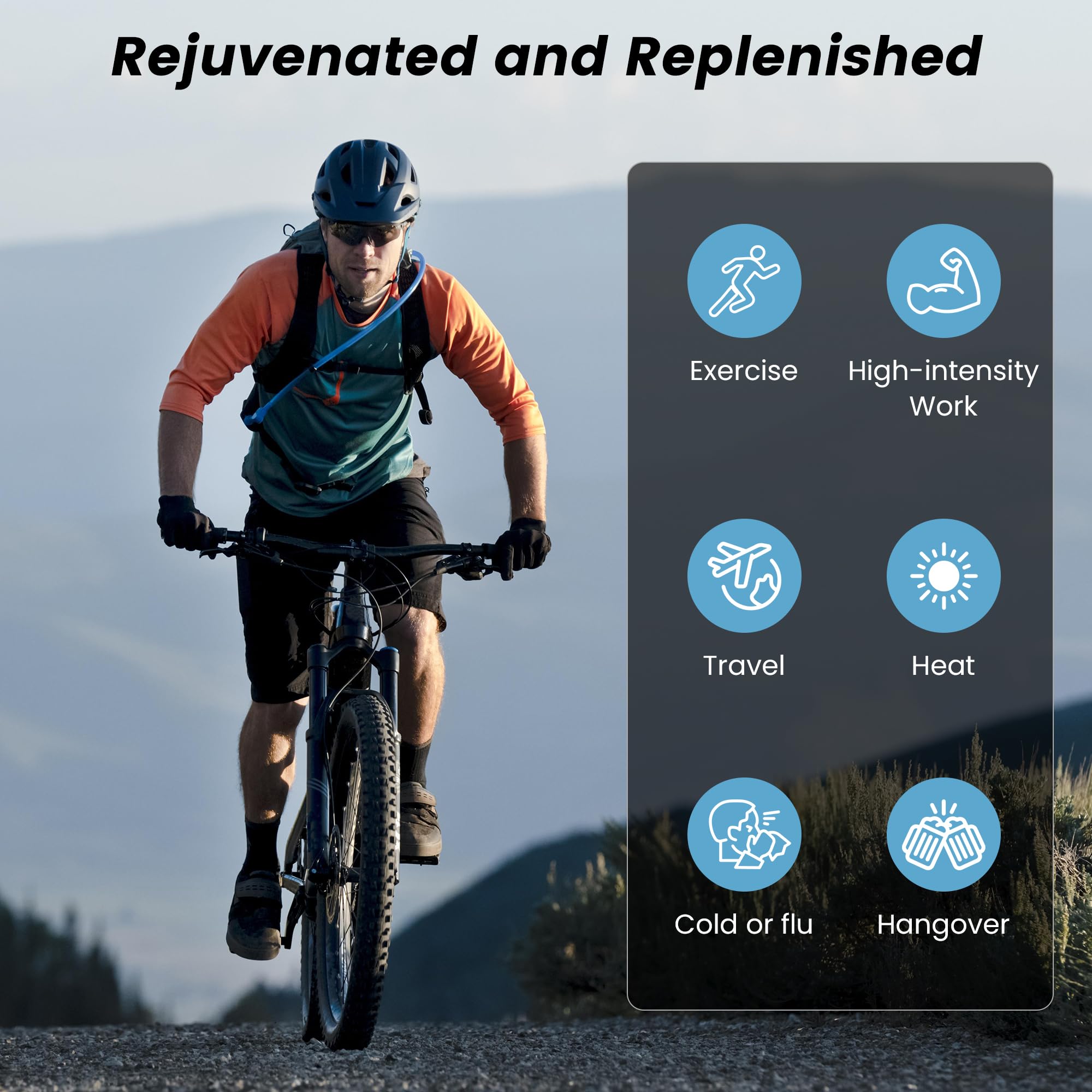VitalHarvest portable hydration packets designed for busy days in hot environments.