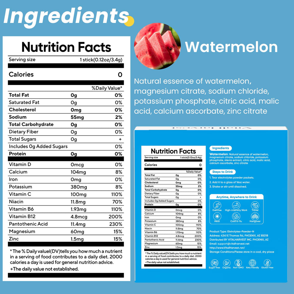 VitalHarvest single-serving watermelon packet ideal for on-the-go hydration