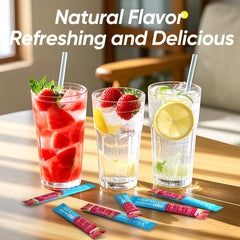 Travel-friendly VitalHarvest hydration packets ready for workouts away from home.
