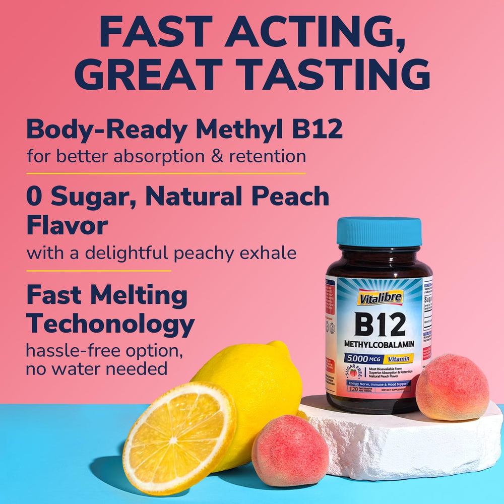 Vitalibre B12 sublingual tablet dissolving in mouth for fast melt