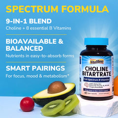 Vitalibre Choline Bitartrate bottle front image highlights essential brain support.