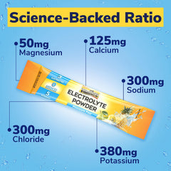 Vitalibre pineapple-pear electrolyte stick pack in a bottle of water