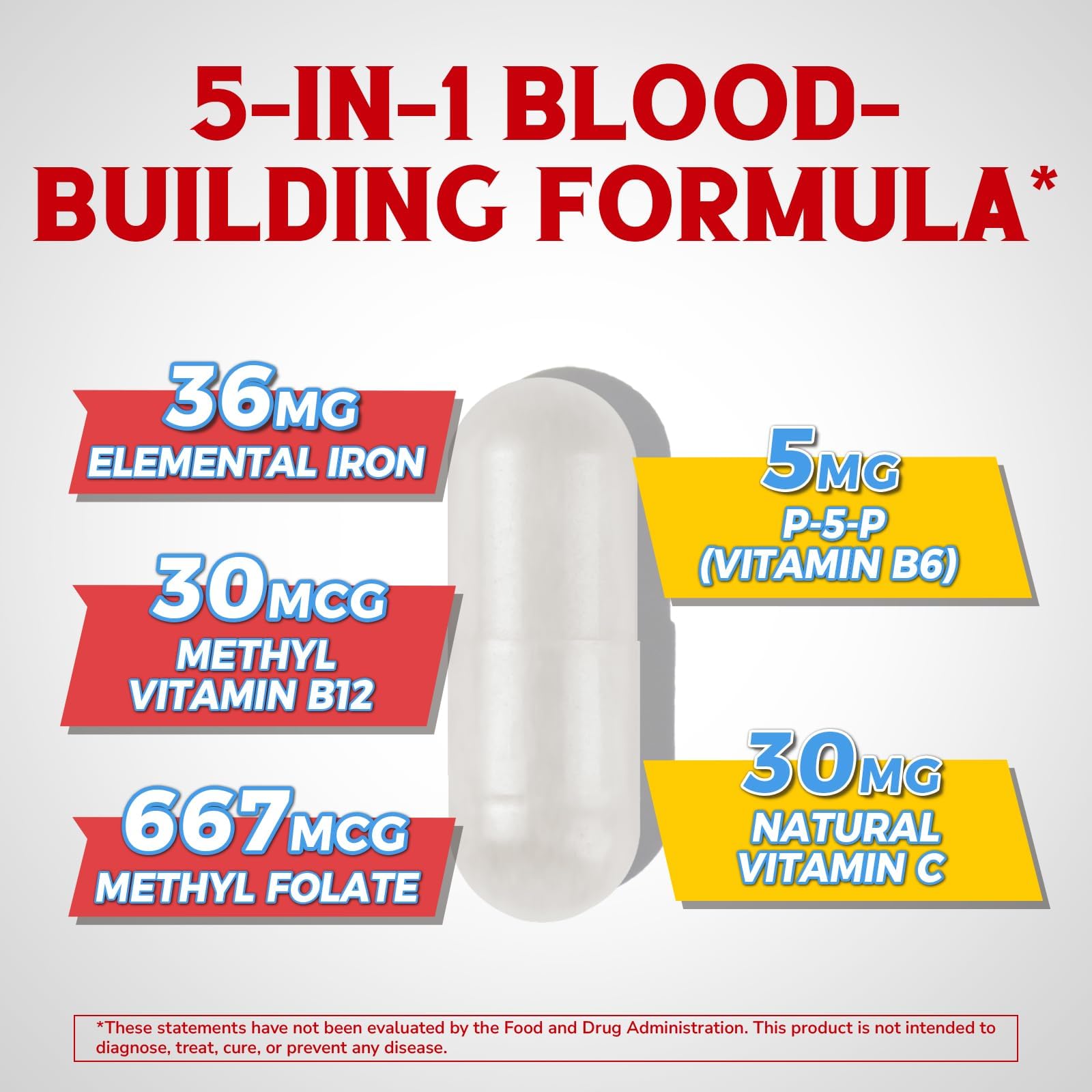 Vitalibre Iron Complex bottle label highlighting non-GMO and gluten-free features.