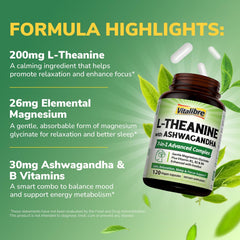 Vitalibre L-Theanine capsules close-up emphasizing clean vegan supplement
