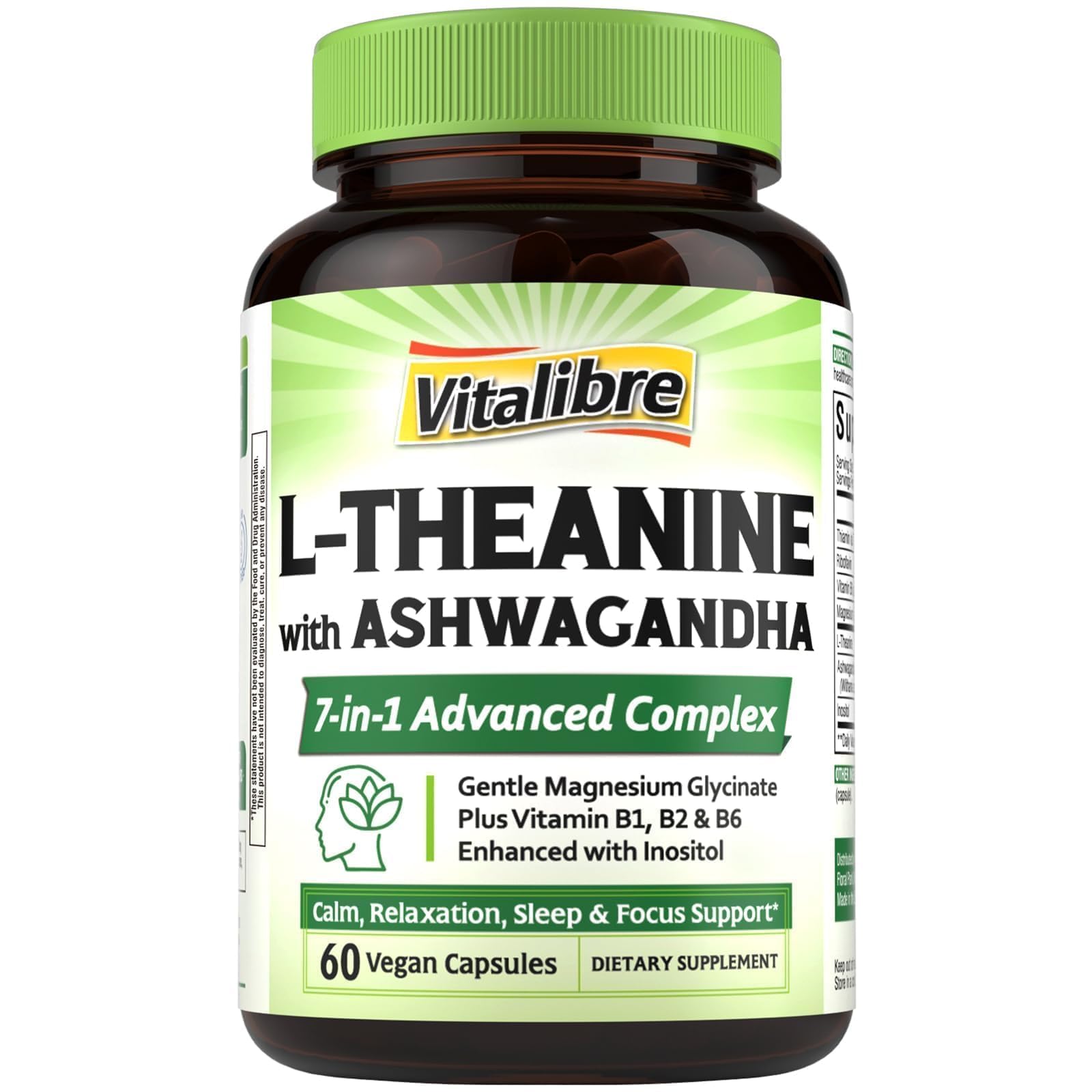 Vitalibre L-Theanine 200mg bottle ready for daily calm and focused moments.