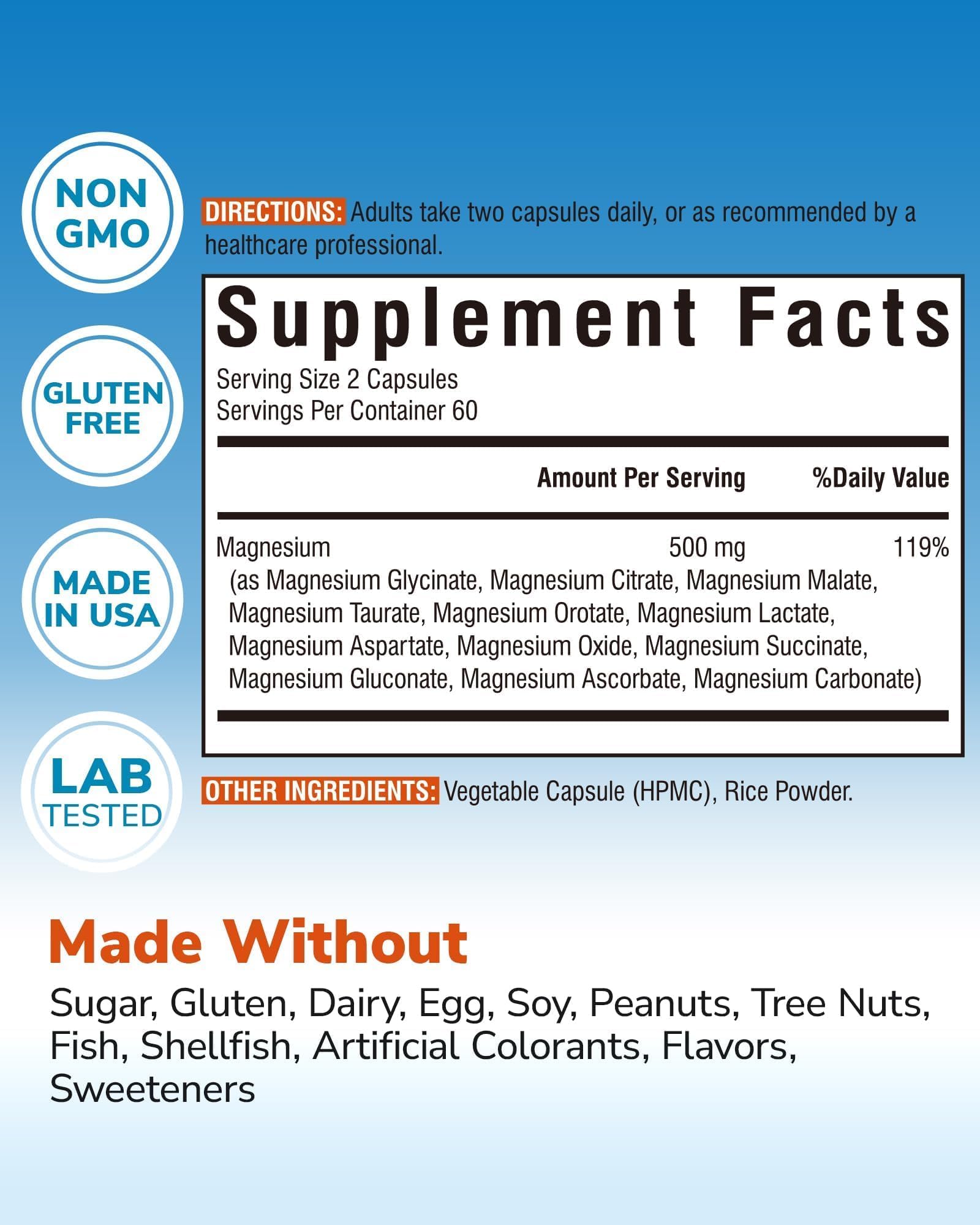 Vitalibre magnesium capsules closeup; premium chelated forms for absorption