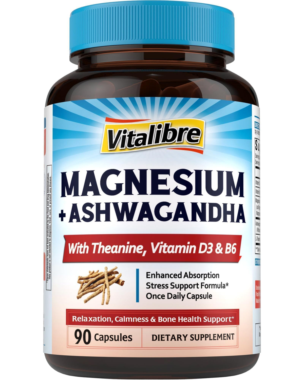 Vitalibre Magnesium Complex bottle front showing high bioavailability for calm digestion.