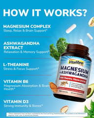 Vitalibre Magnesium Complex label with clear ingredients and non-GMO assurances.