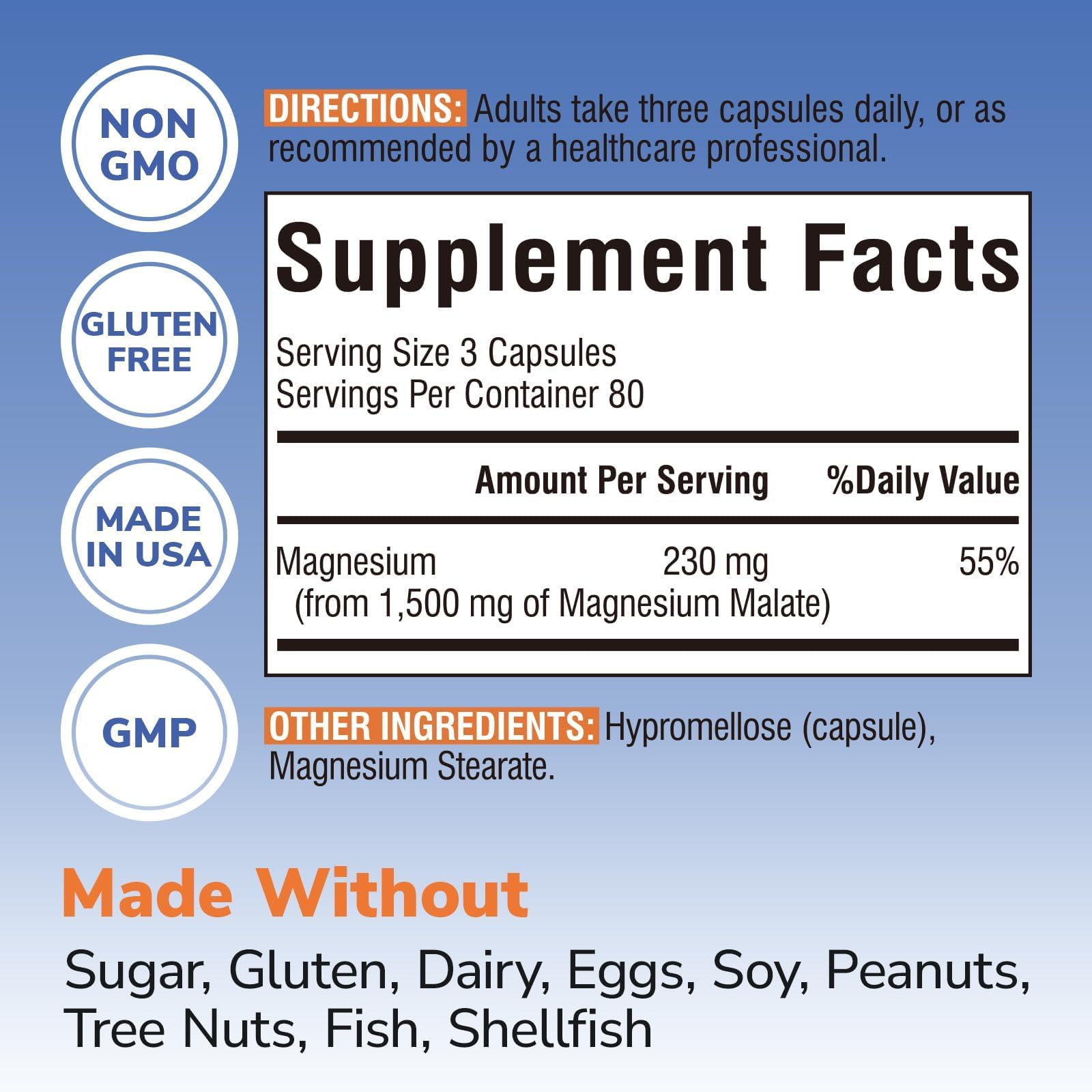Vitalibre Magnesium Malate capsules closeup highlighting high-potency magnesium for easy absorption.