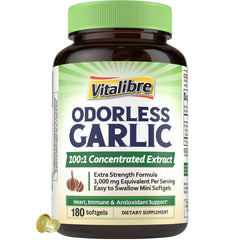 Vitalibre Odorless Garlic bottle front for daily immune support.