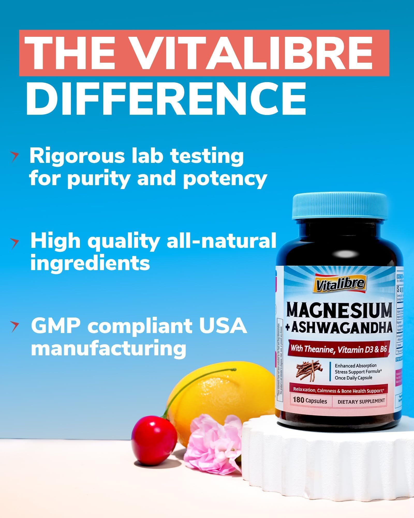 GMP manufacturing seal on Vitalibre product indicating quality and safety.