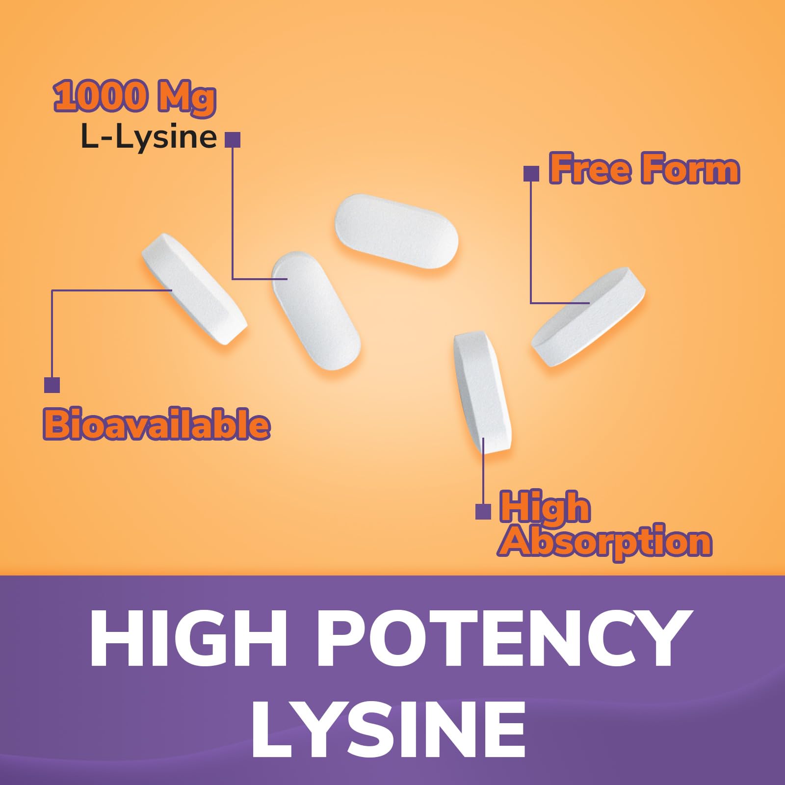 Vitalibre vegan-friendly lysine tablet ready for daily immune and collagen support.