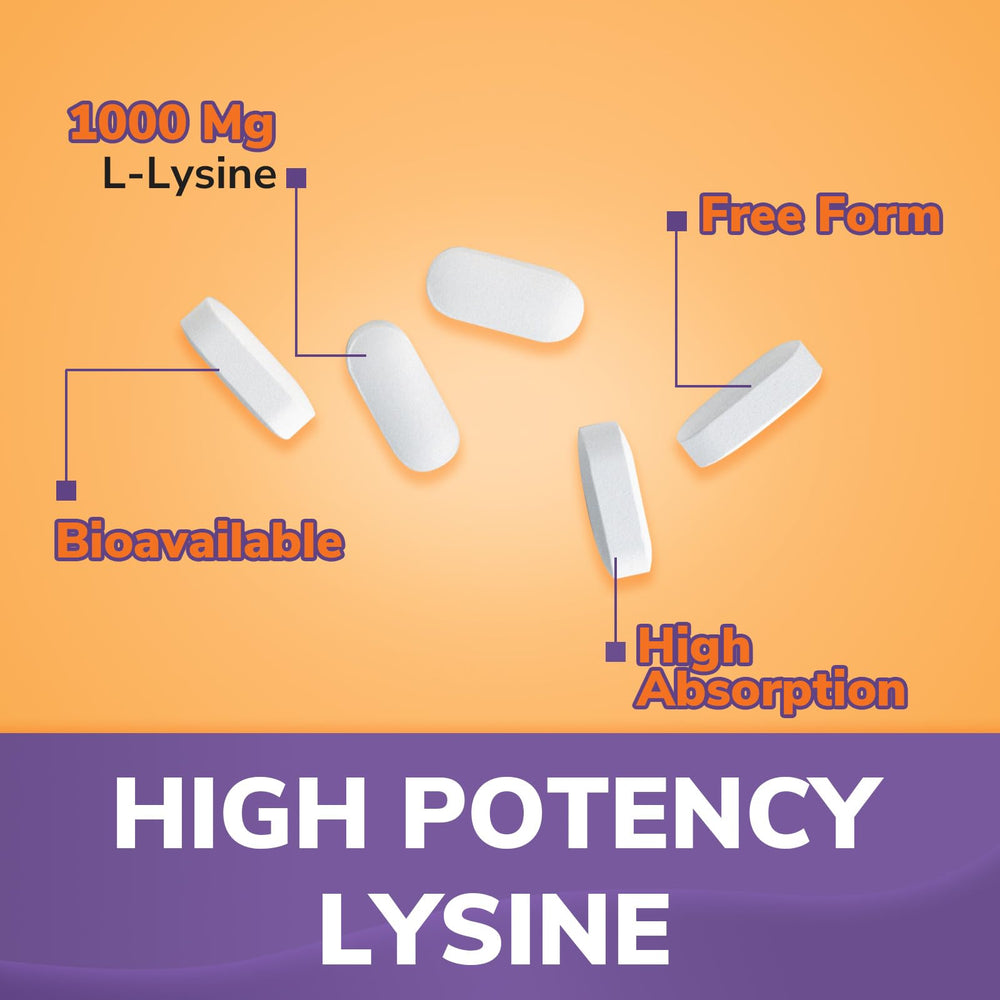 Vitalibre vegan-friendly lysine tablet ready for daily immune and collagen support.