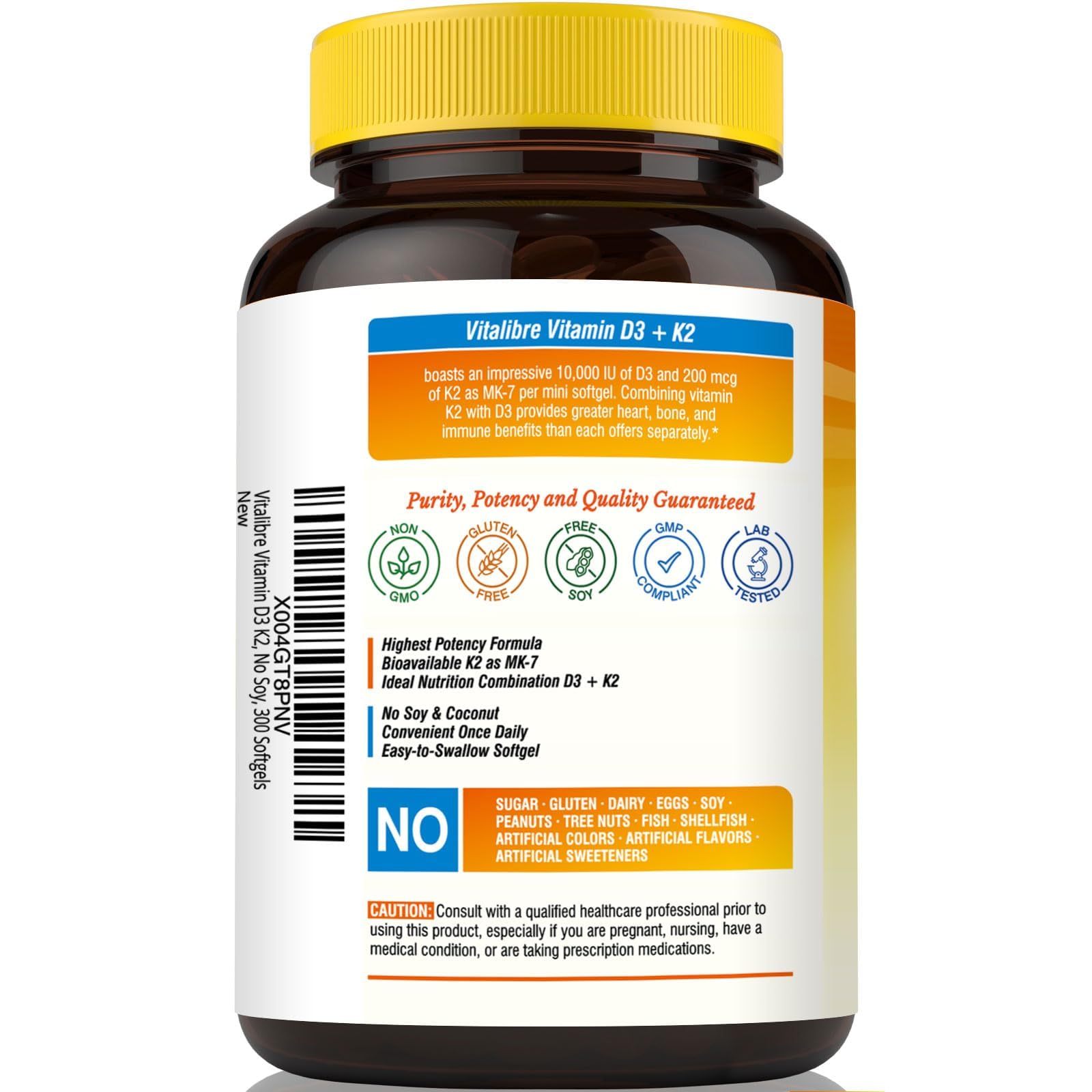 Vitalibre vitamin d3 k2 bottle on kitchen counter.