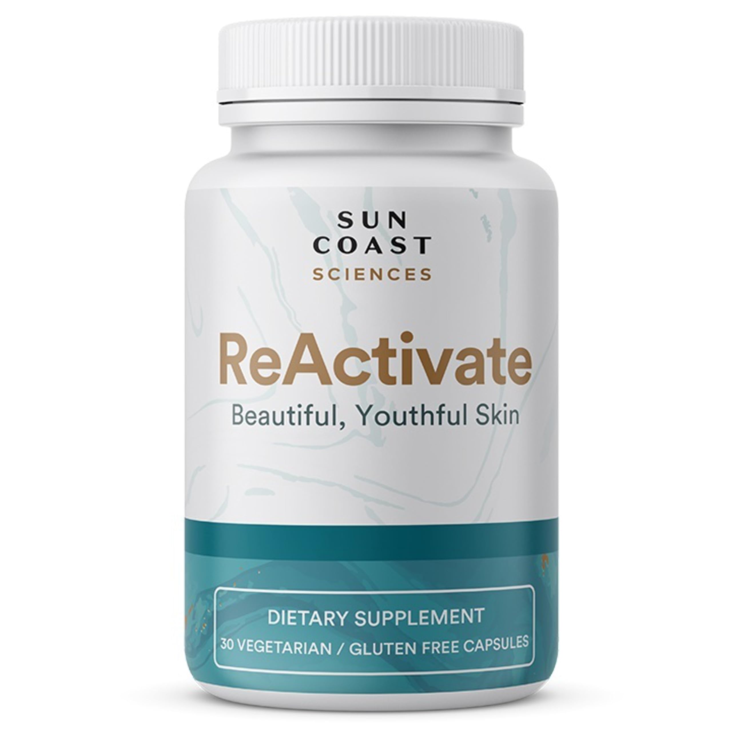 Vitalifi ReActivate capsule close-up showing daily skin support for a healthy glow.