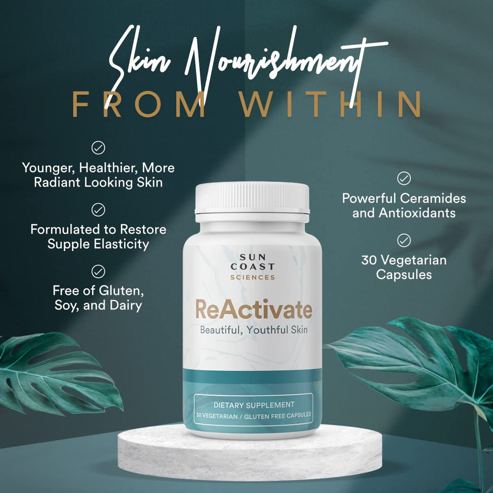 Vitalifi ReActivate ceramosides visual highlights skin elastin and collagen-friendly ingredients.