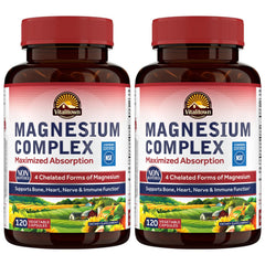Vitalitown Magnesium Complex bottle highlighting four chelated forms for absorption.