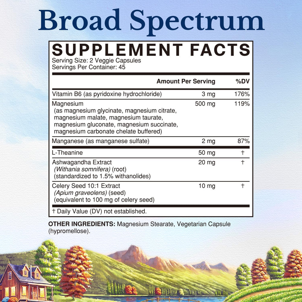 Vitalitown Magnesium Complex capsules closeup highlights easy-to-swallow form for absorption.