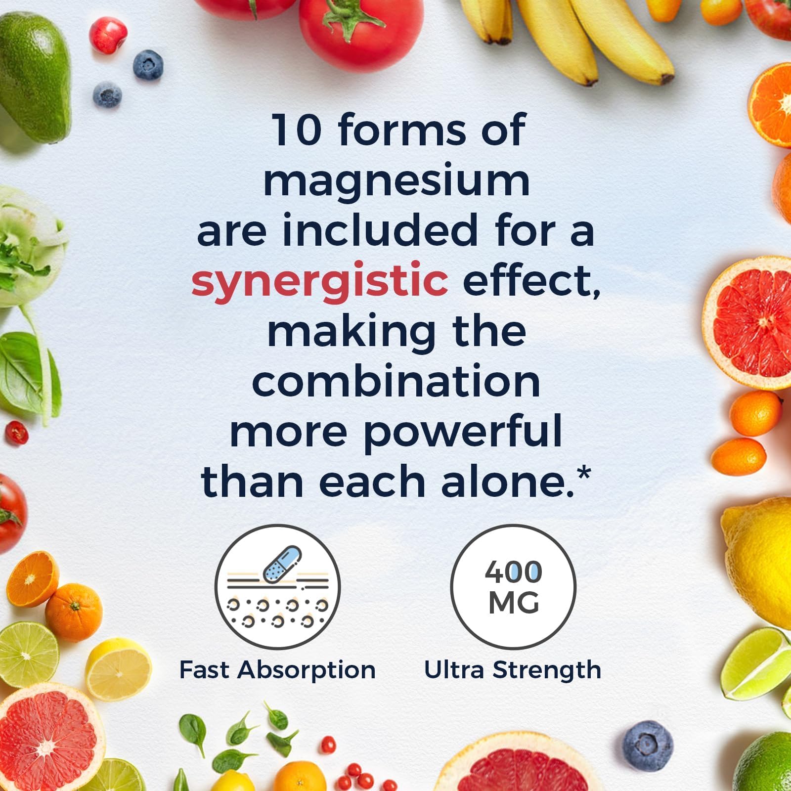 Nutrition facts panel of Vitalitown Magnesium Complex showing 400 mg elemental magnesium.
