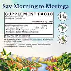 Vitalitown Moringa capsules close-up highlights pure leaves and clean formulation for daily nutrition.