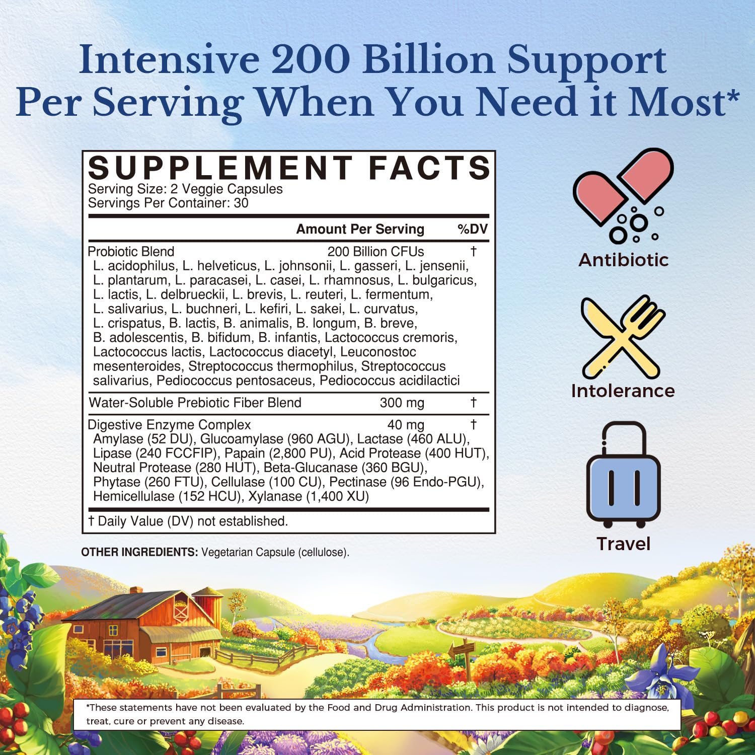 Vitalitown Probiotics 36 strains label suggests broad support for digestive wellness.