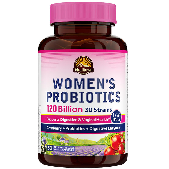 Vitalitown Women’s Probiotics bottle for daily gut balance and overall wellness