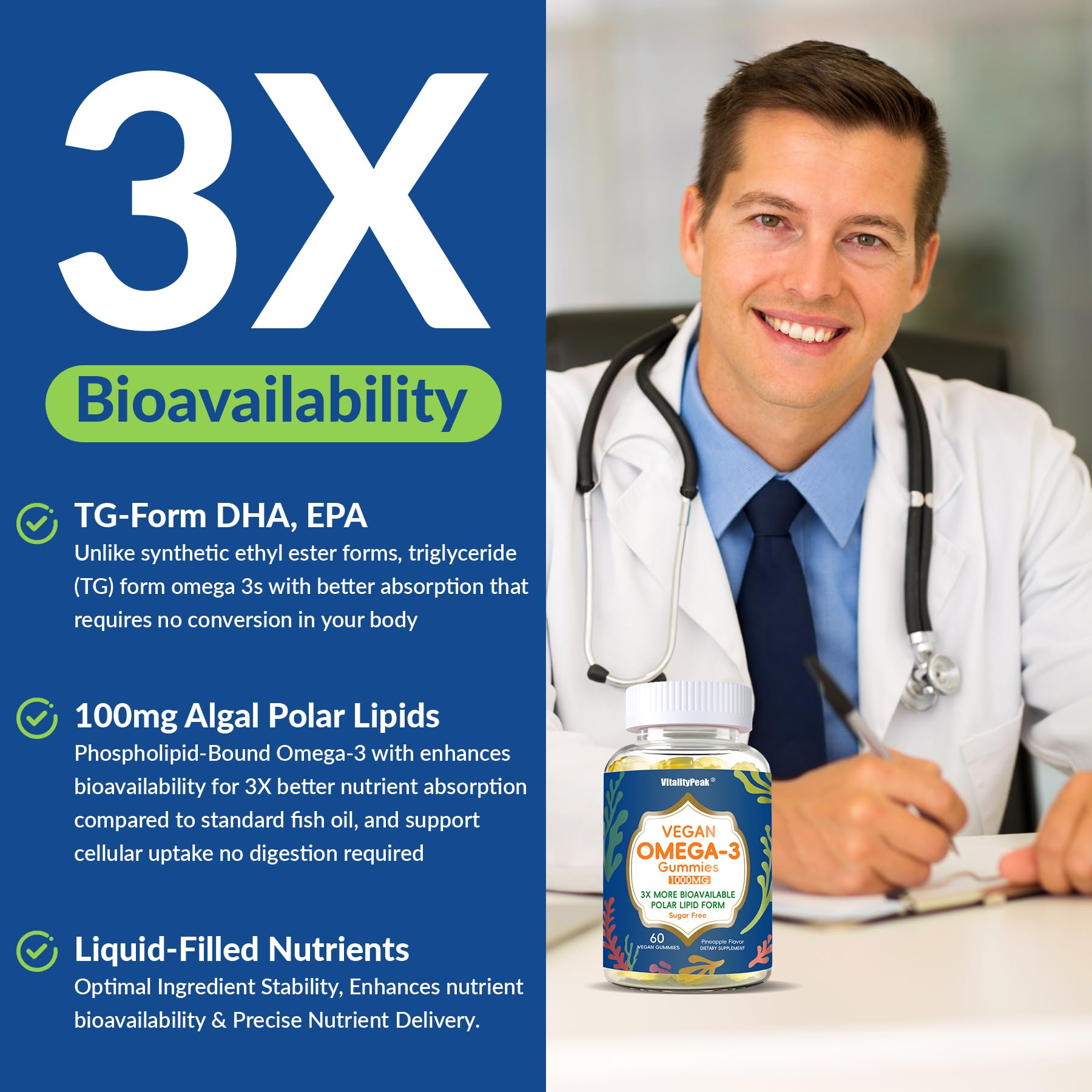 VitalityPeak DHA and EPA close-up emphasizing brain and eye wellness support