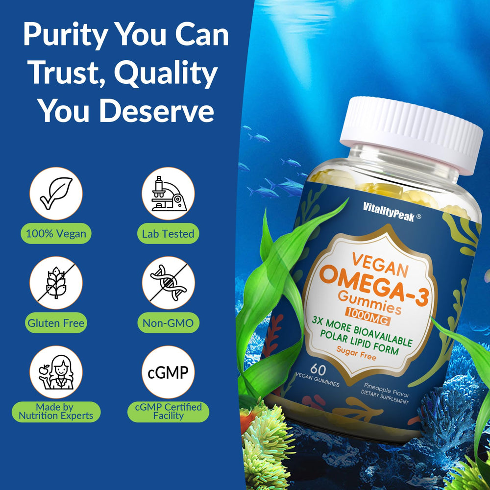 VitalityPeak sugar-free gummies displayed on a clean surface for daily wellness