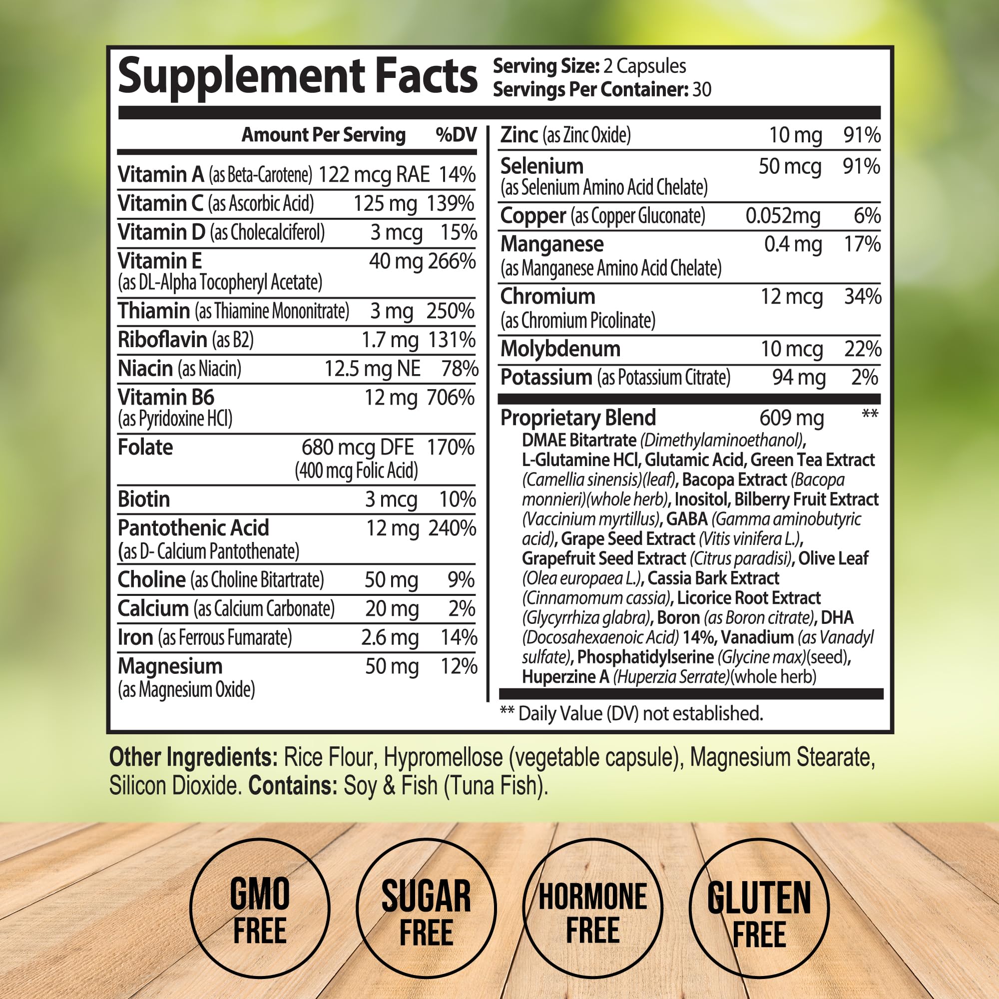 Vitalize Life Neuro Plus bottle label highlights key ingredients for brain health on the go.
