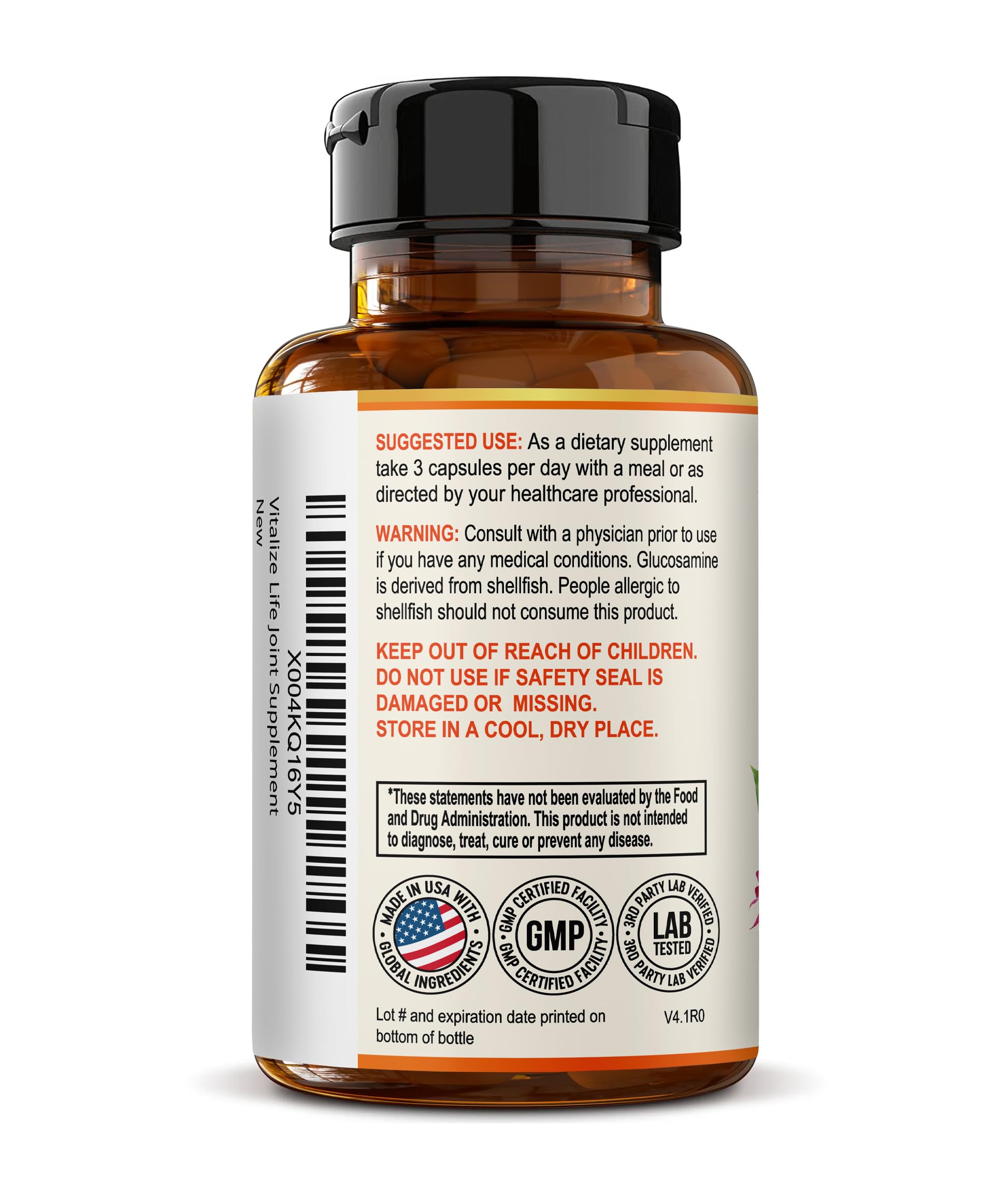 Vitalize Life vegetarian capsules closeup highlights plant-based capsule shell.