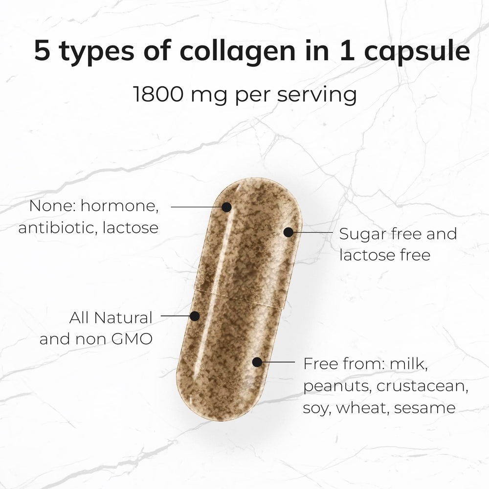 Vital-J Empowering 5-IN-1 Collagen packaging with USA GMP badge.