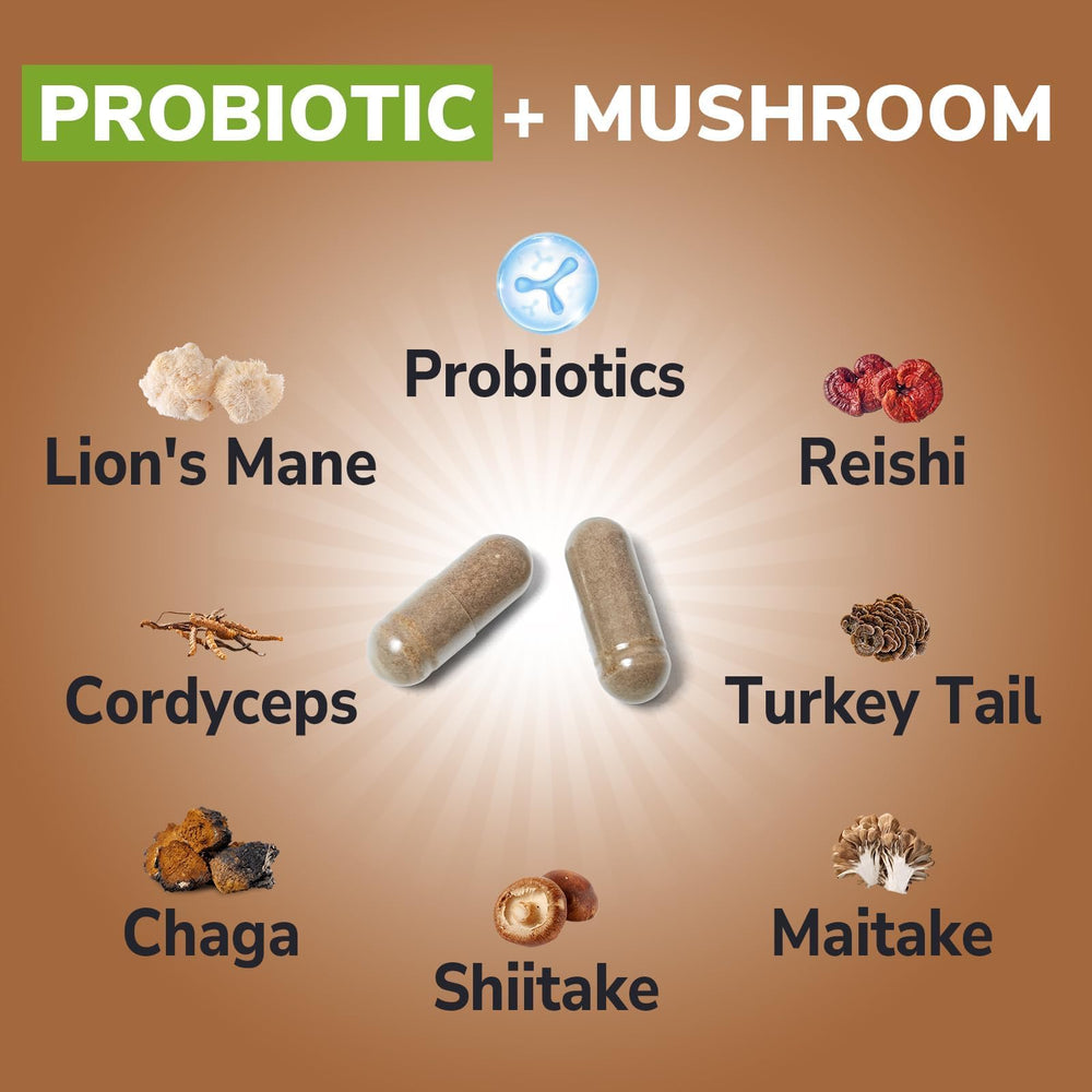 Vitalibre label highlights probiotic strains and mushroom ingredients