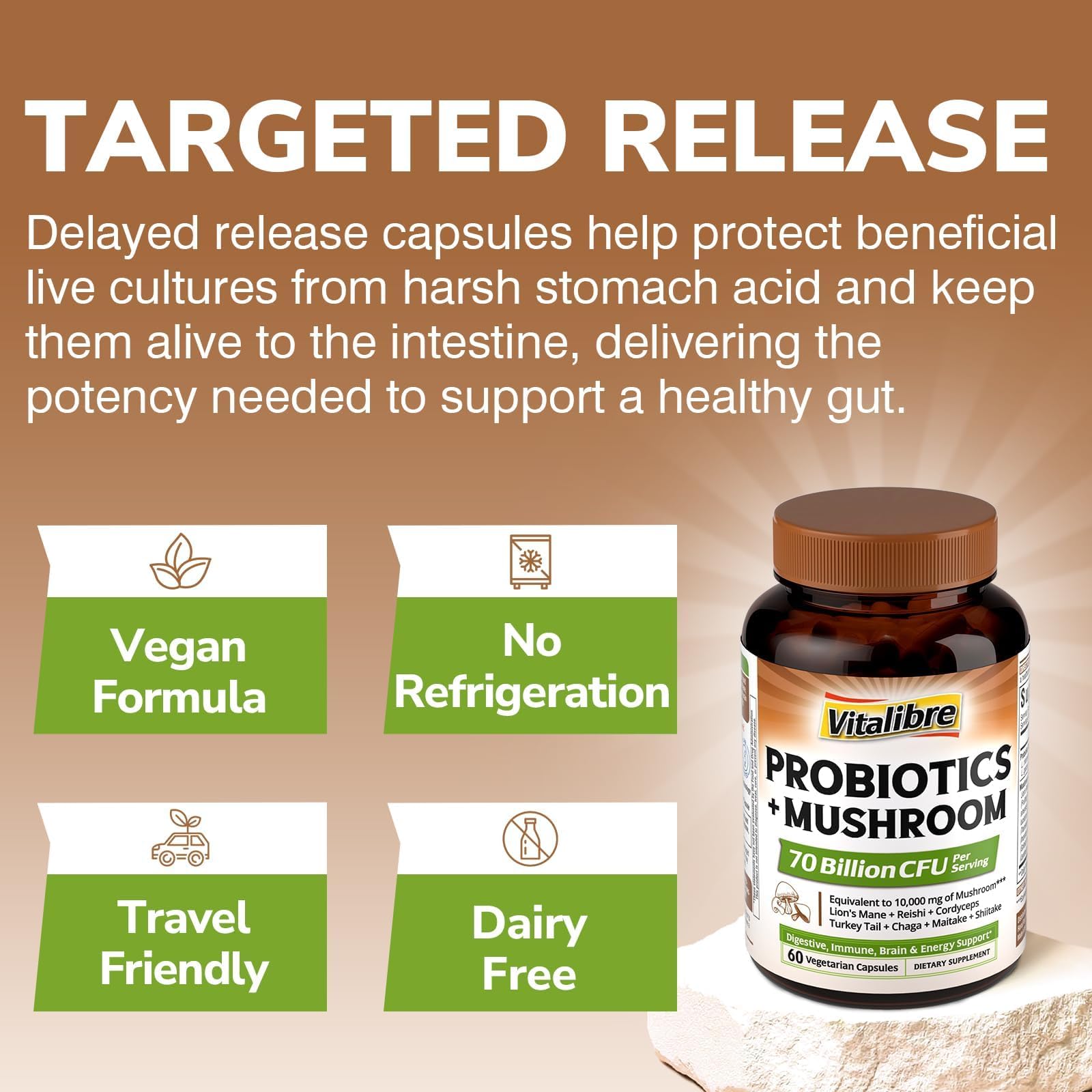 Vitalibre Reishi and Cordyceps support energy and immune health