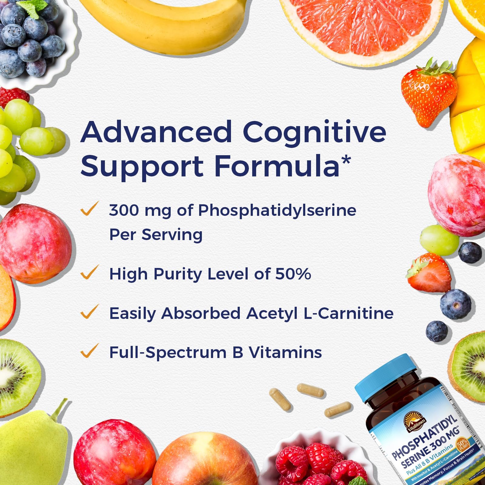 Vitalitown acetyl L-carnitine capsules delivering brain energy.