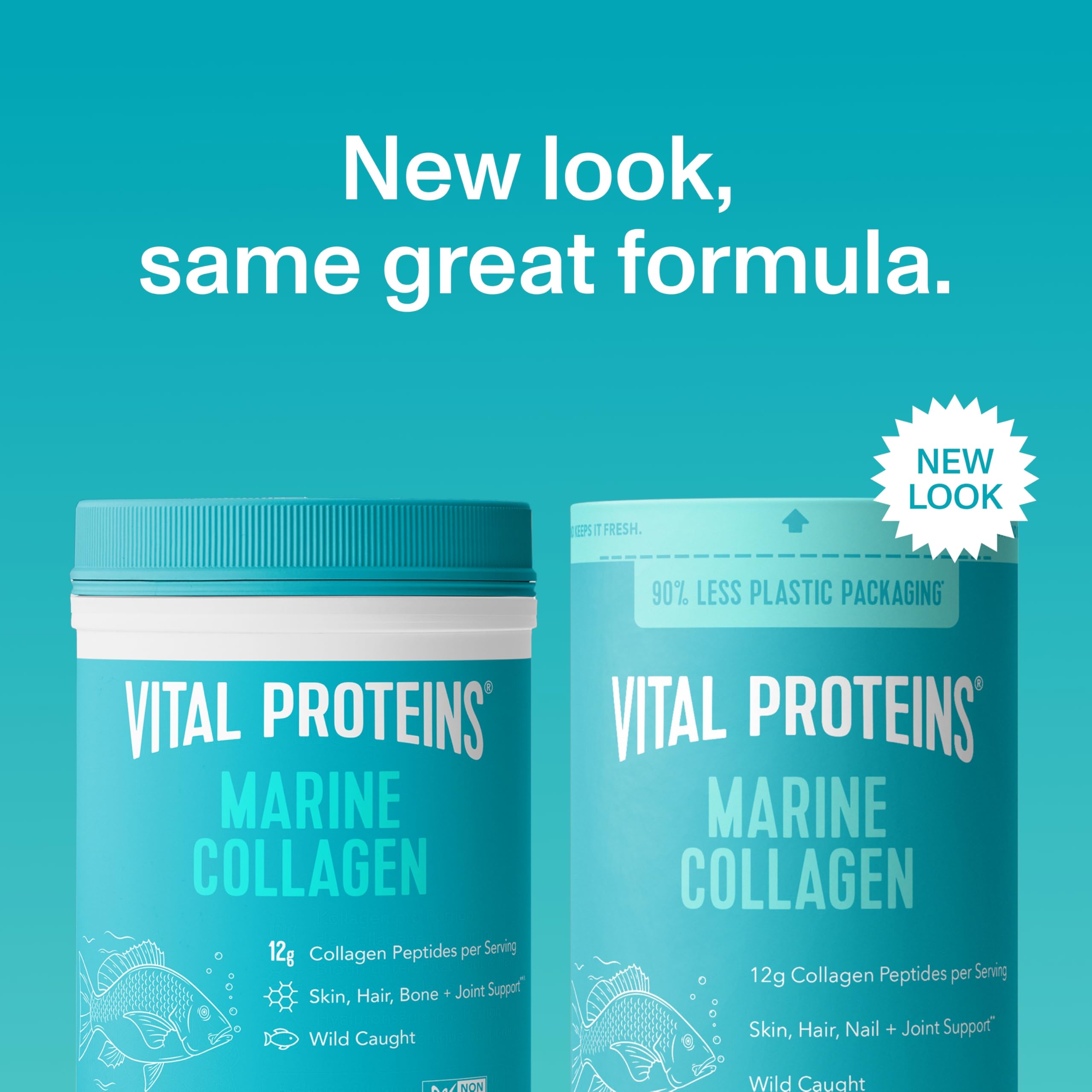 Pouring Vital Proteins peptides into a glass shows quick dissolution for daily intake.