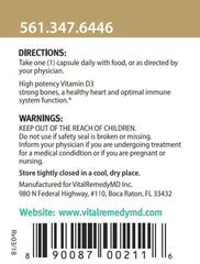 VitalRemedyMD Vitamin D3 3-month supply packaging shown for steady daily use