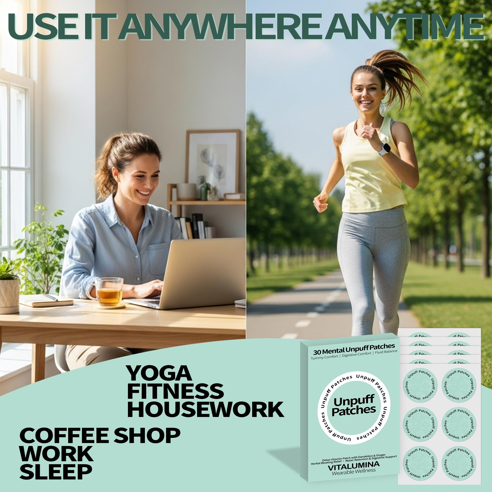 Vitalumina Unpuff Patches travel friendly case ready for on the go use.