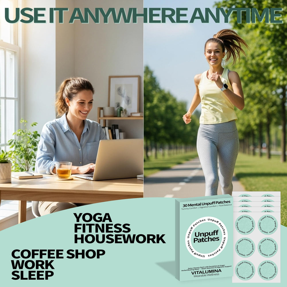Vitalumina Unpuff Patches travel friendly case ready for on the go use.