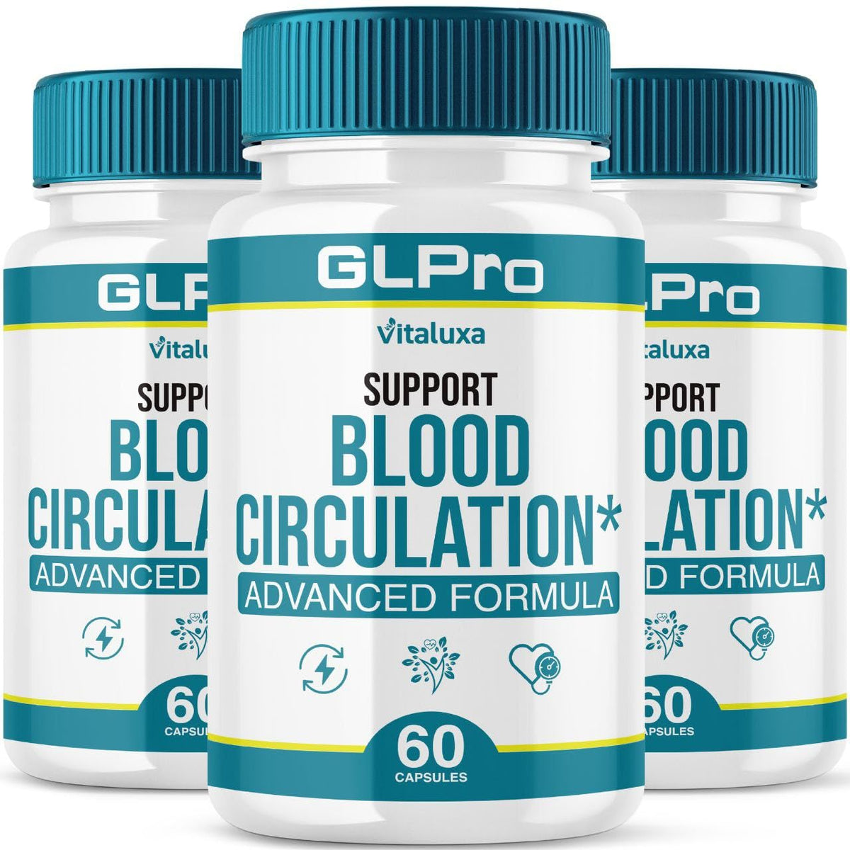 Vitaluxa GLPro Blood Support Capsules bottle front view for daily balance.