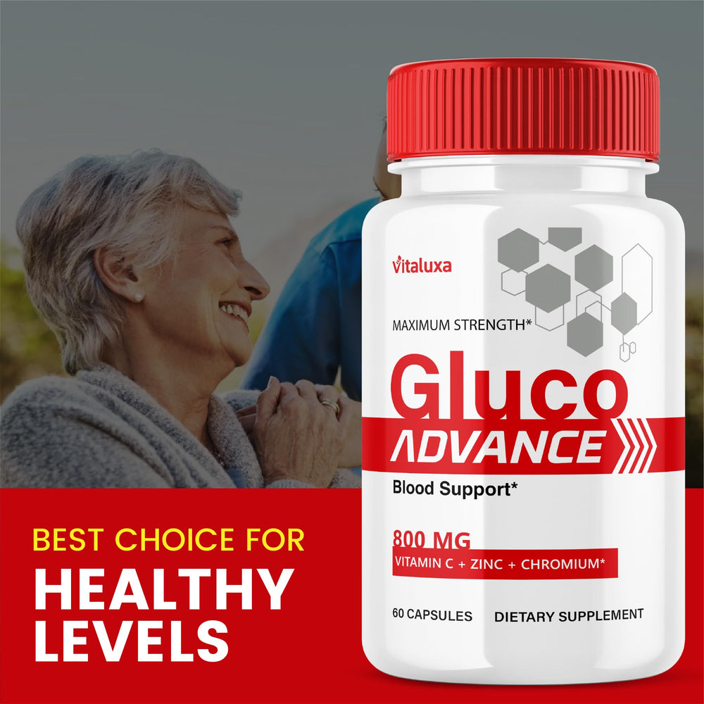 Vitaluxa Gluco Advance packaging highlights natural blood support