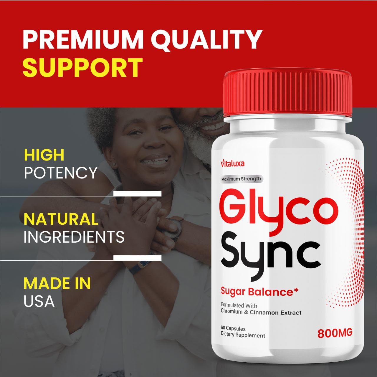 Vitaluxa Glyco Sync Balance capsules close-up for easy daily use.