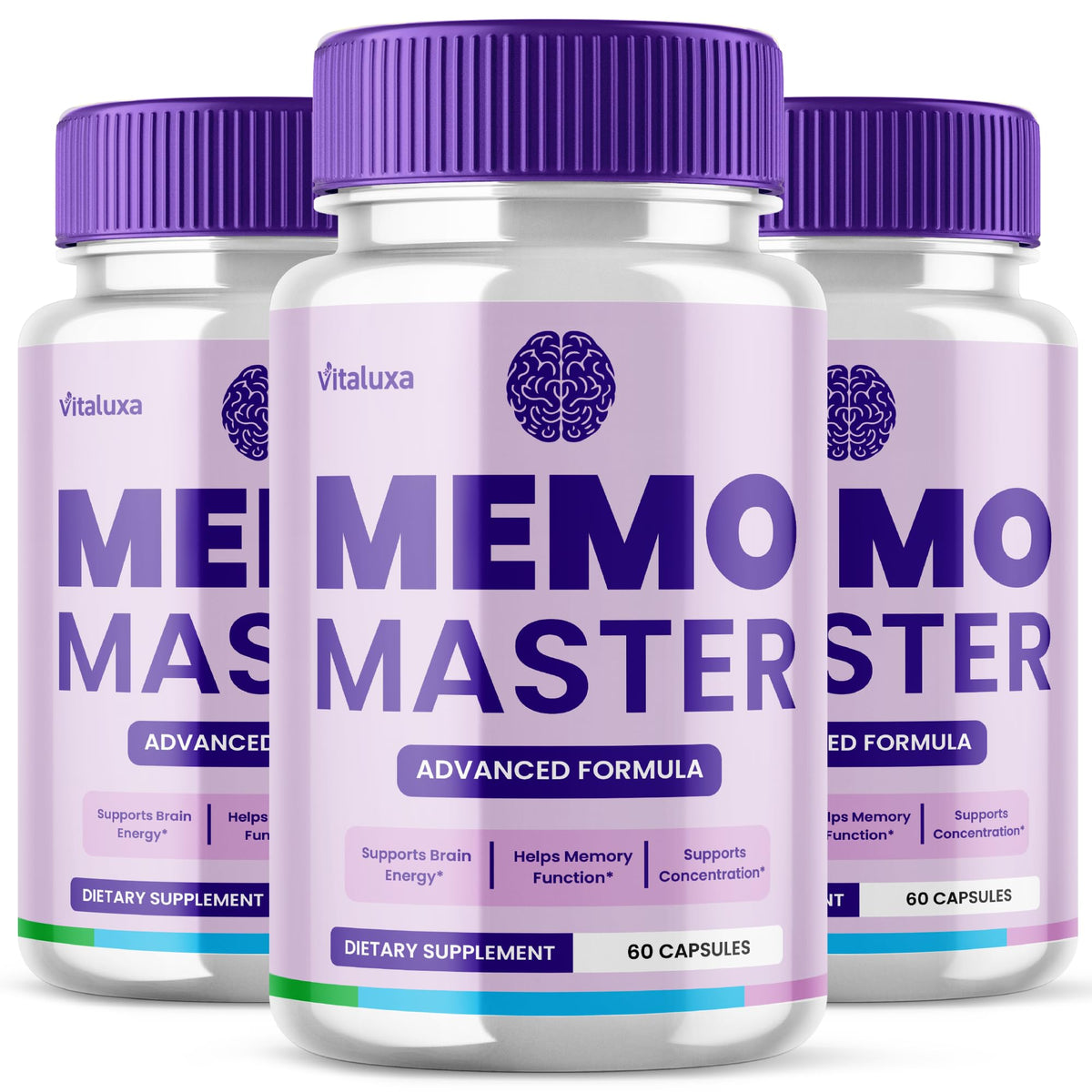 Vitaluxa Memo Master bottle front view for daily focus support