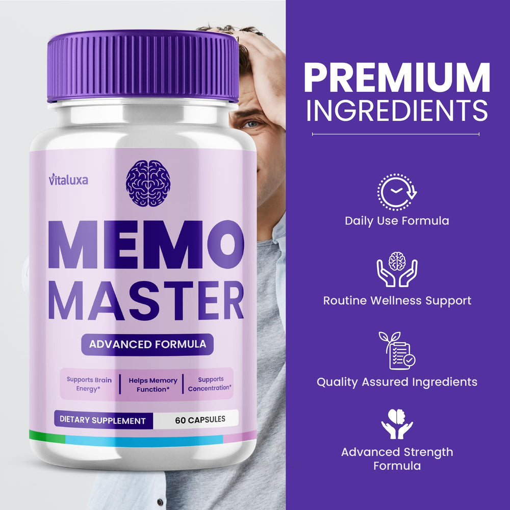 Vitaluxa Memo Master label detail highlighting quality ingredients