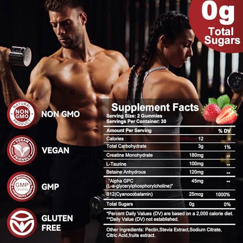 Vitaluxy Creatine Monohydrate Gummies vegan sugar-free label signals eco-friendly, guilt-free supplementation.
