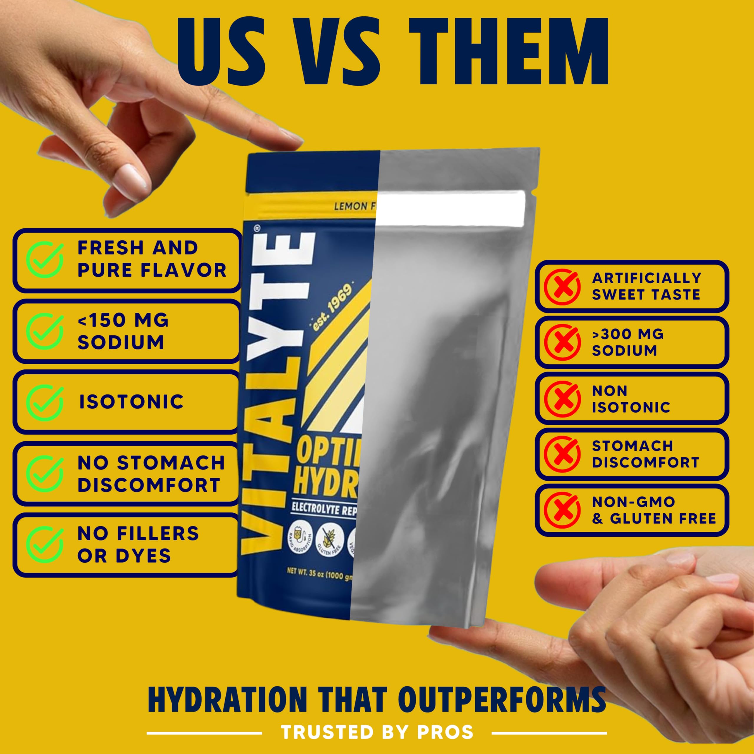 Vitalyte lemon electrolyte packets ready to mix for rapid hydration on the go