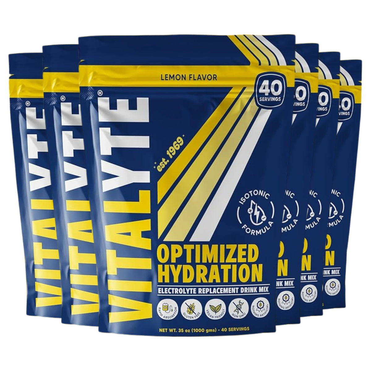 Vitalyte lemon powder tub for convenient isotonic hydration during workouts