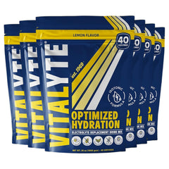 Vitalyte lemon powder tub for convenient isotonic hydration during workouts