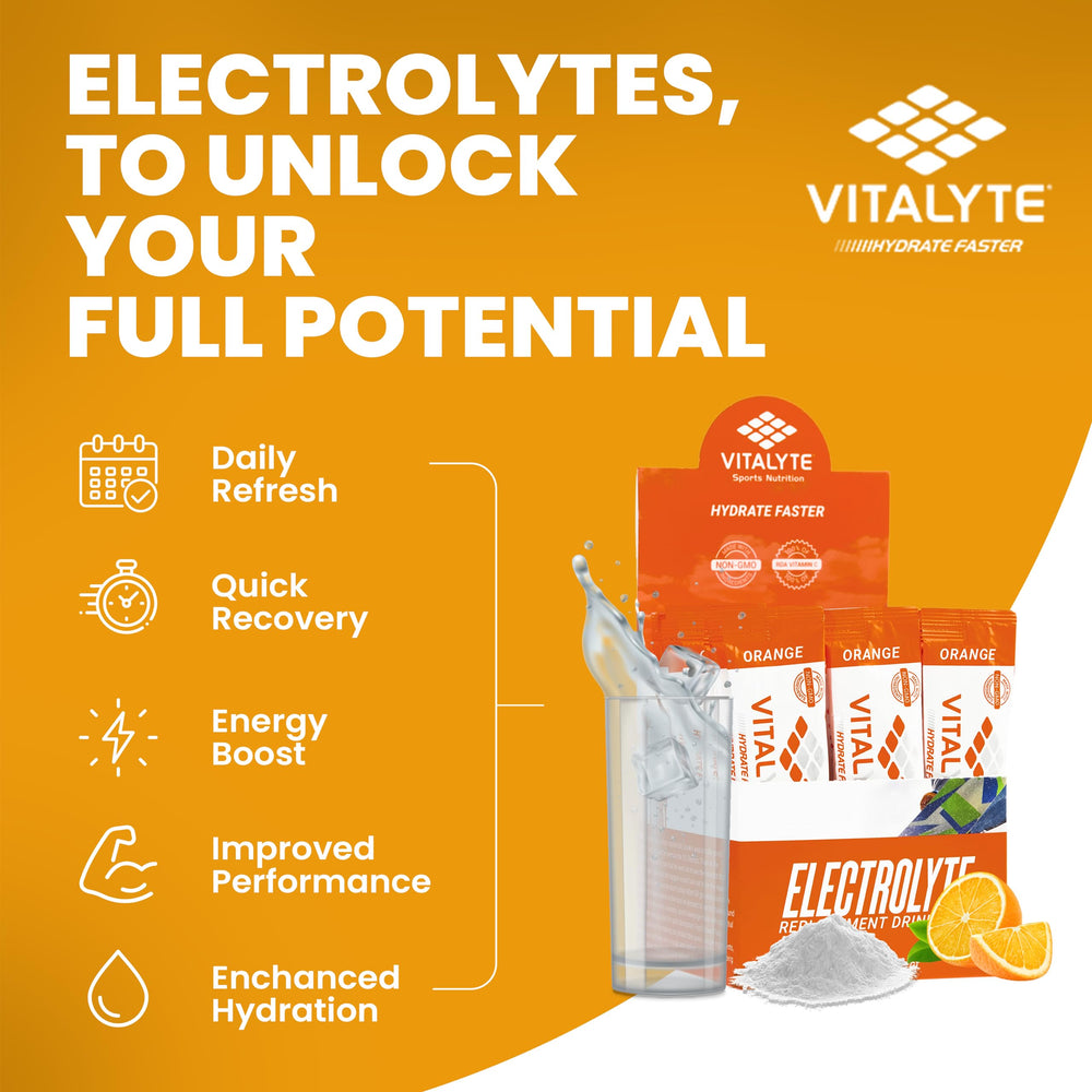 Vitalyte orange-active lifestyle shot with a runner and bottle.