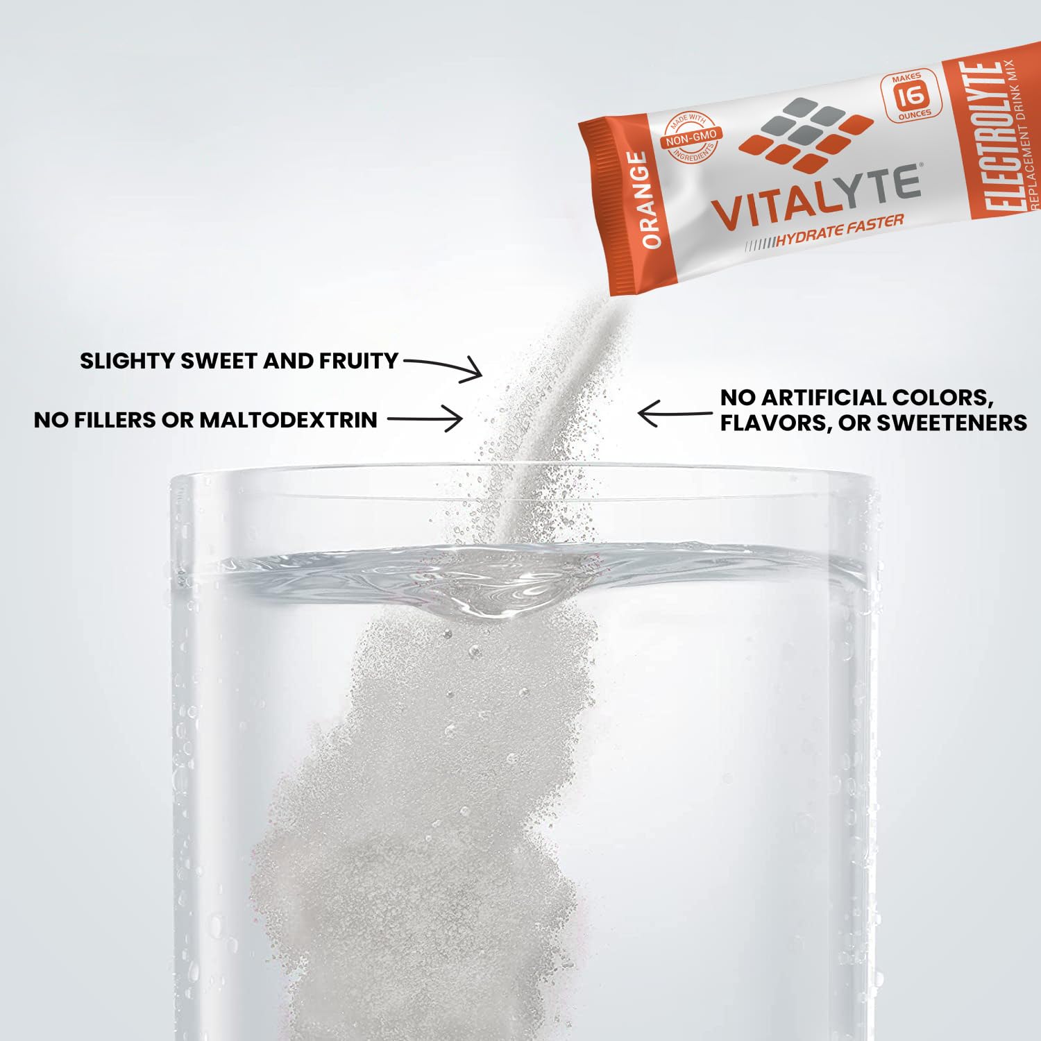 Vitalyte orange electrolyte drink in glass highlighting isotonic hydration benefits.